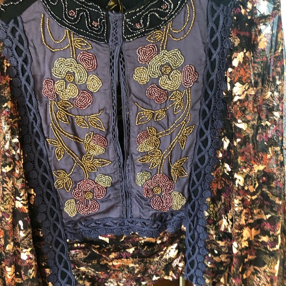 Free People Purple Floral Embroidered Blouse - Picture 4 of 6